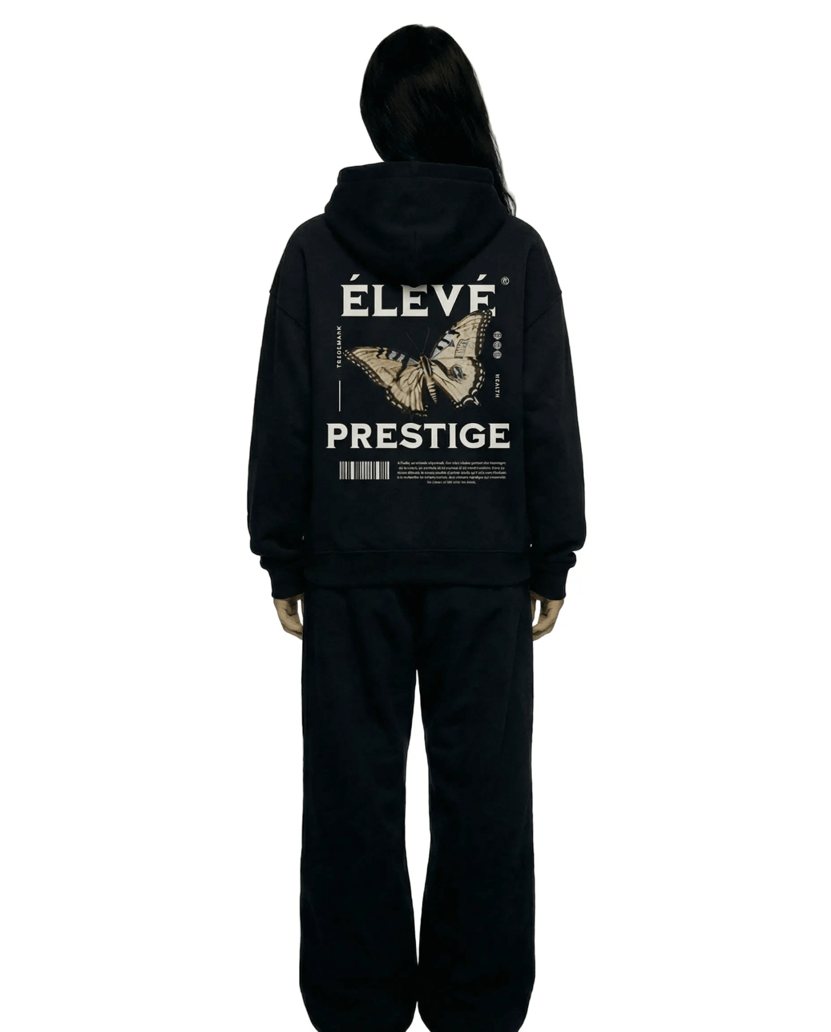 White Prestige Butterfly Hoodie with Oversized Unisex Fit - ELEVE