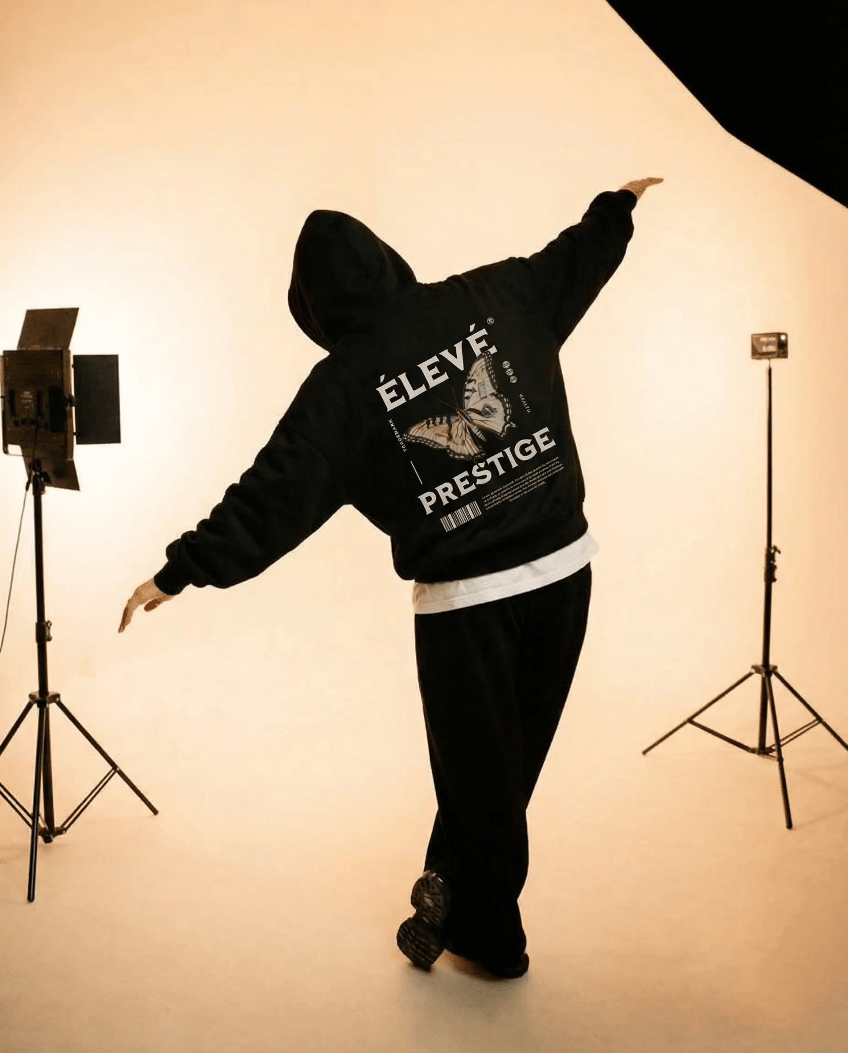 White Prestige Butterfly Hoodie with Oversized Unisex Fit - ELEVE